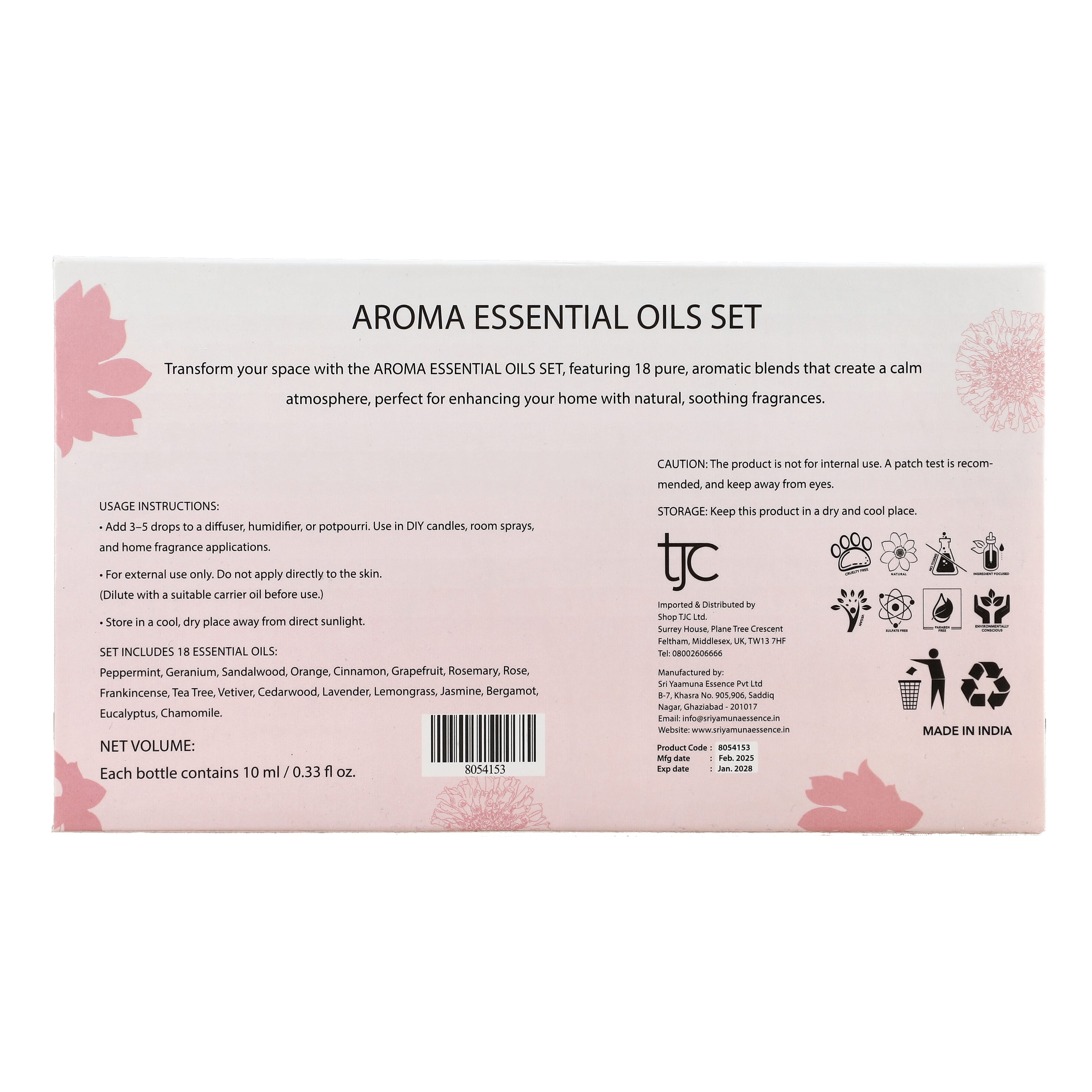 Marigold & Lotus - Set of 18 Premium Aroma Essential Oils, Aromatic Blends Marigold & Lotus - Set of 18 Premium Aroma Essential Oils, Aromatic Blends