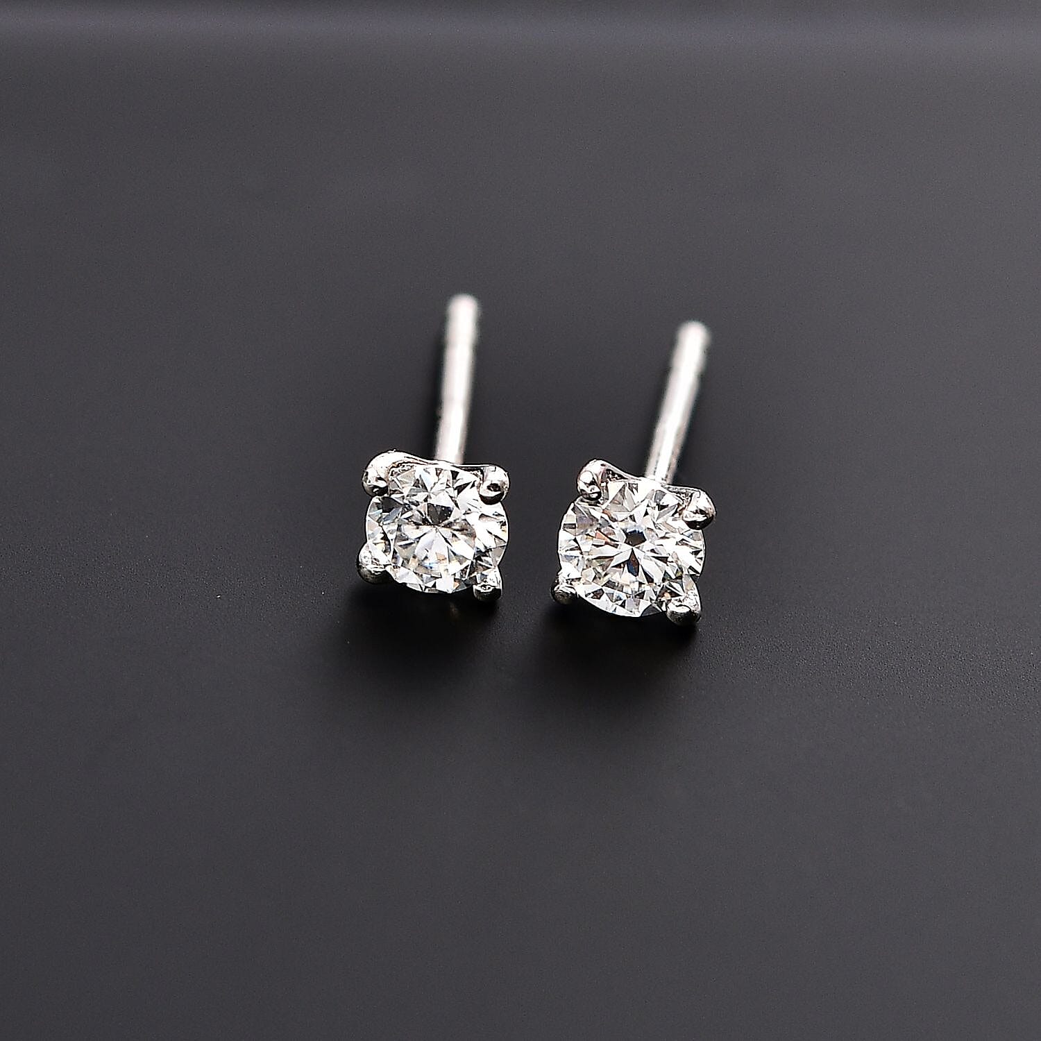Moissanite Earring with Push Back in Rhodium Overlay Sterling Silver 0.48 Ct.