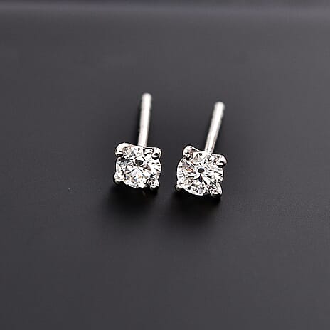 Moissanite  Earring in Rhodium Overlay Sterling Silver 0.49 ct  0.476  Ct.