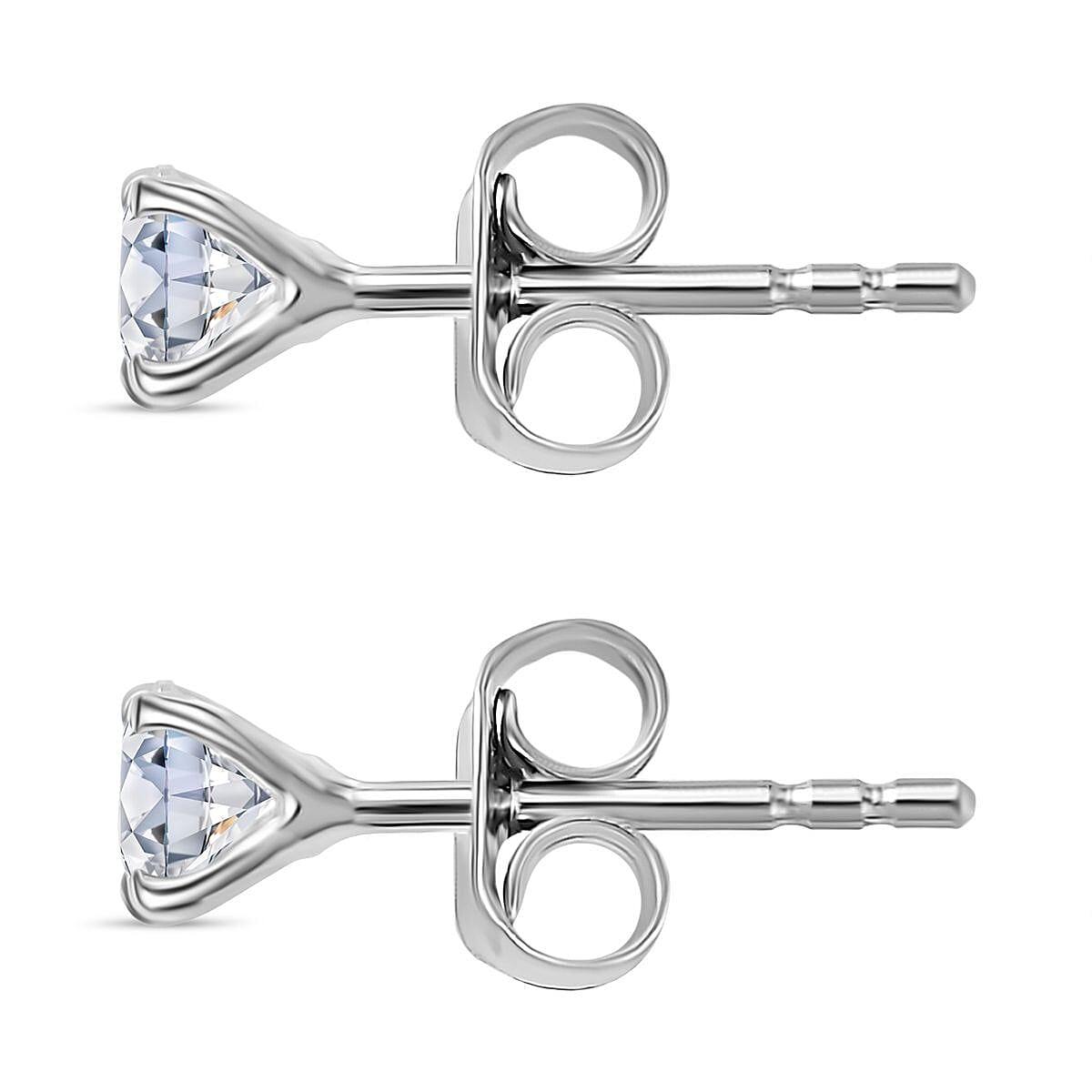 Moissanite Earring with Push Back in Rhodium Overlay Sterling Silver 0.48 Ct.