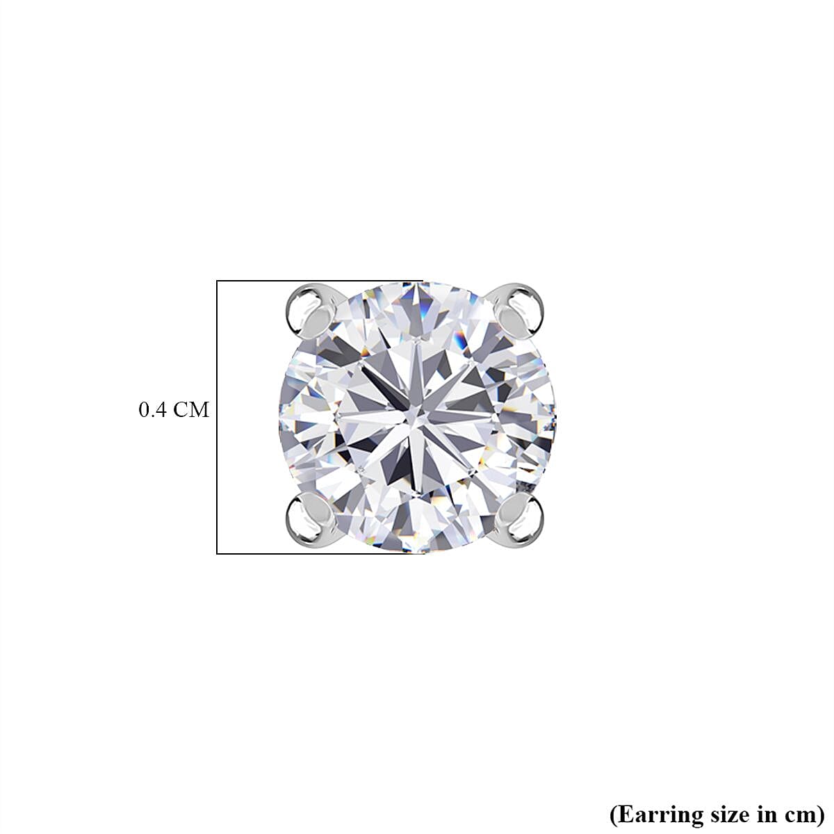 Moissanite Earring with Push Back in Rhodium Overlay Sterling Silver 0.48 Ct.