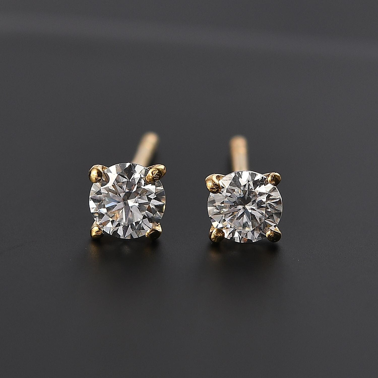 Moissanite Earring with Push Back in 18K Vermeil Yellow Gold Plated Sterling Silver 0.48 Ct.