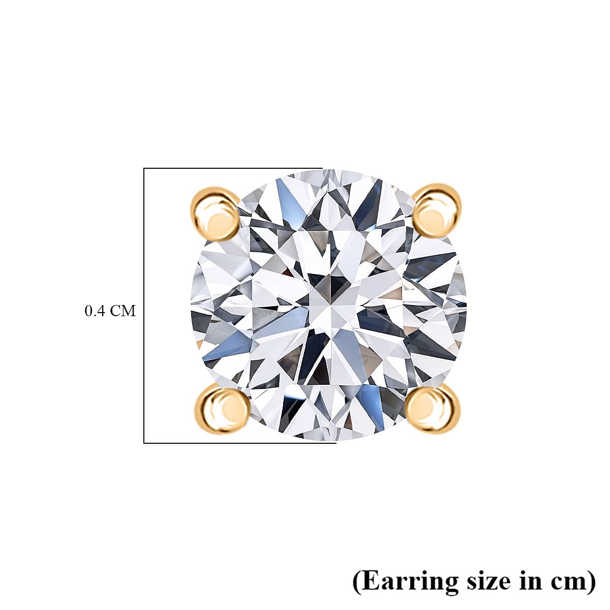 Moissanite Earring with Push Back in 18K Vermeil Yellow Gold Plated Sterling Silver 0.48 Ct.