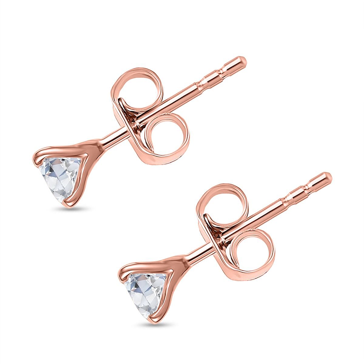Moissanite Earring with Push Back in 18K Vermeil Rose Gold Plated Sterling Silver 0.48 Ct.