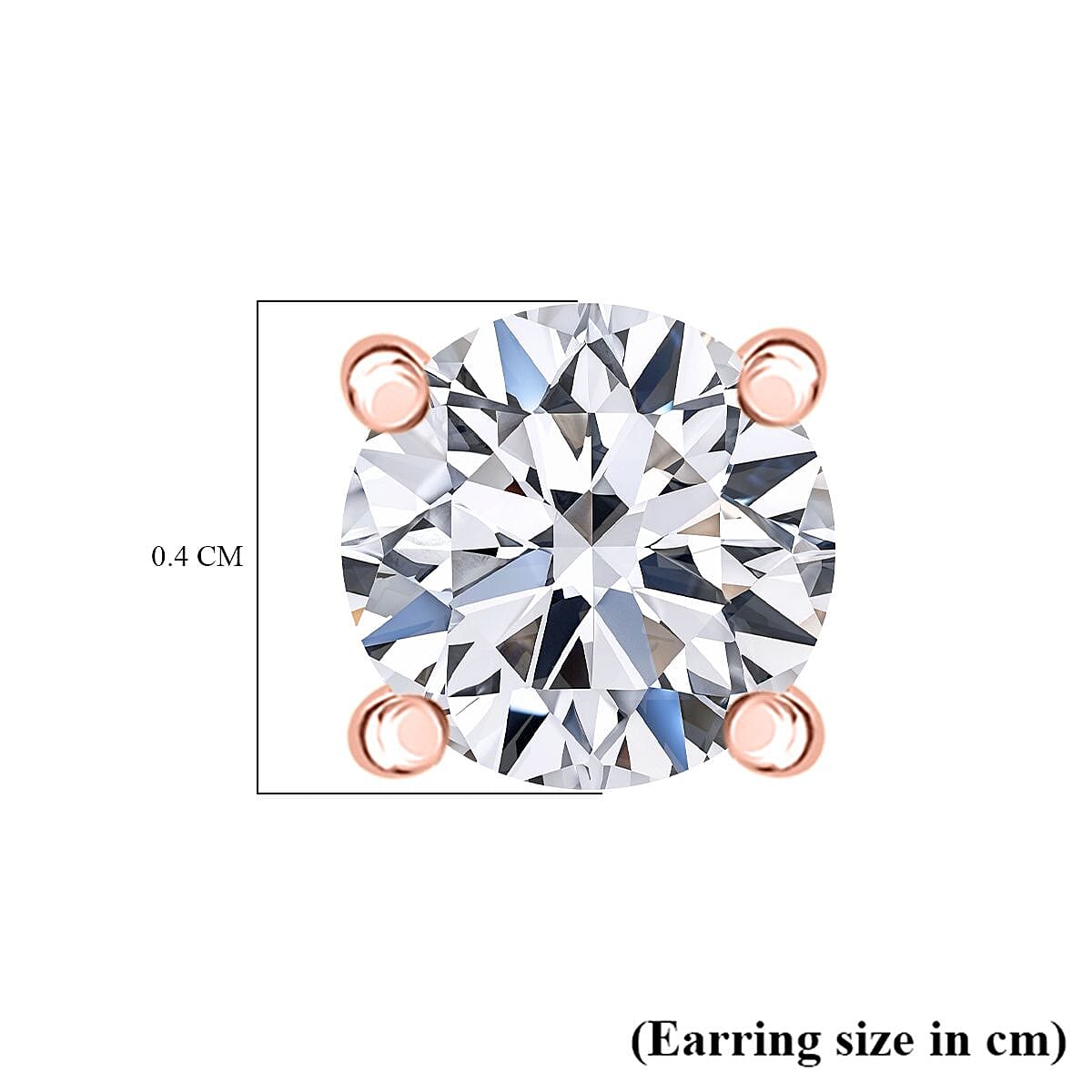 Moissanite Earring with Push Back in 18K Vermeil Rose Gold Plated Sterling Silver 0.48 Ct.