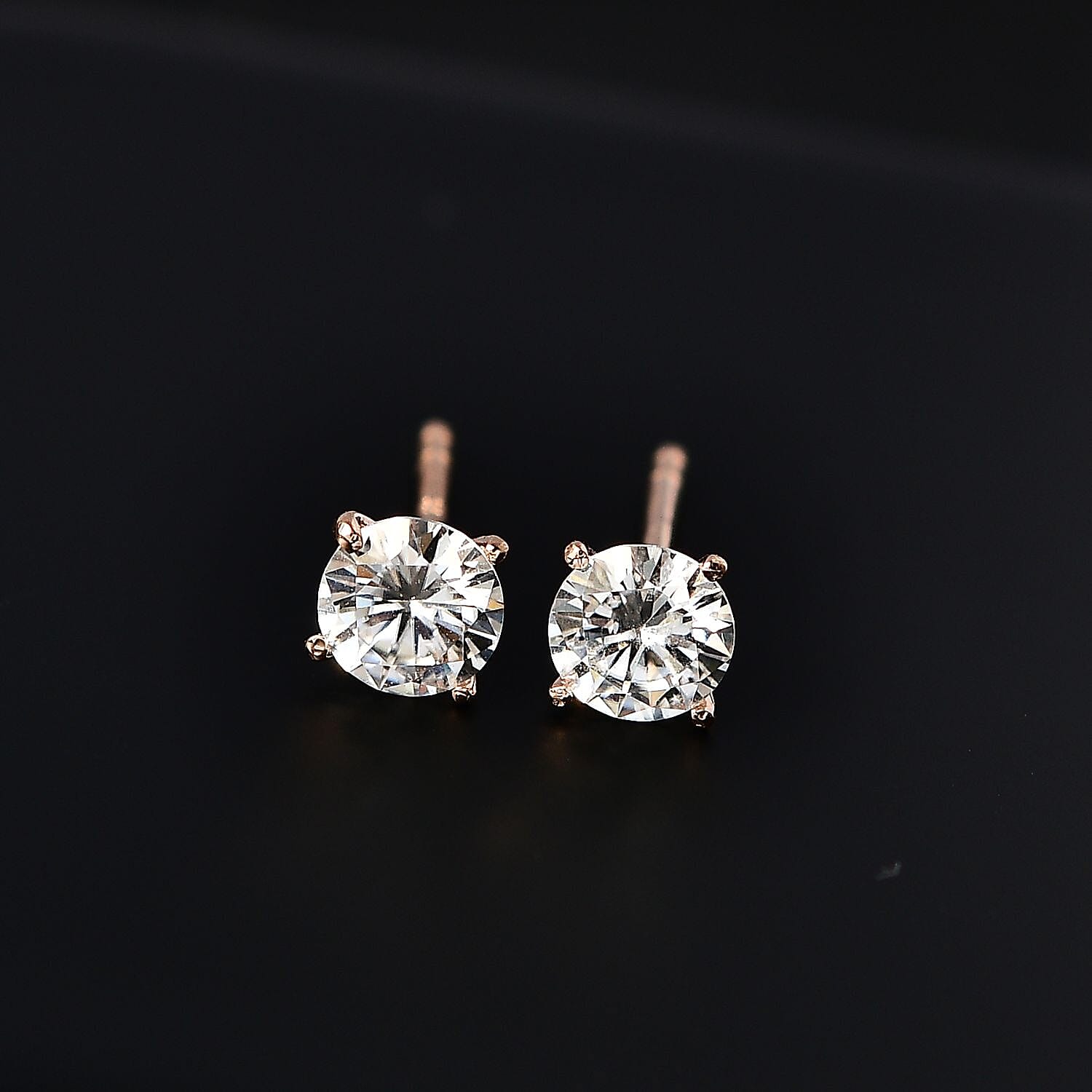 Moissanite Solitaire Stud Earrings with Push Back in Sterling Silver