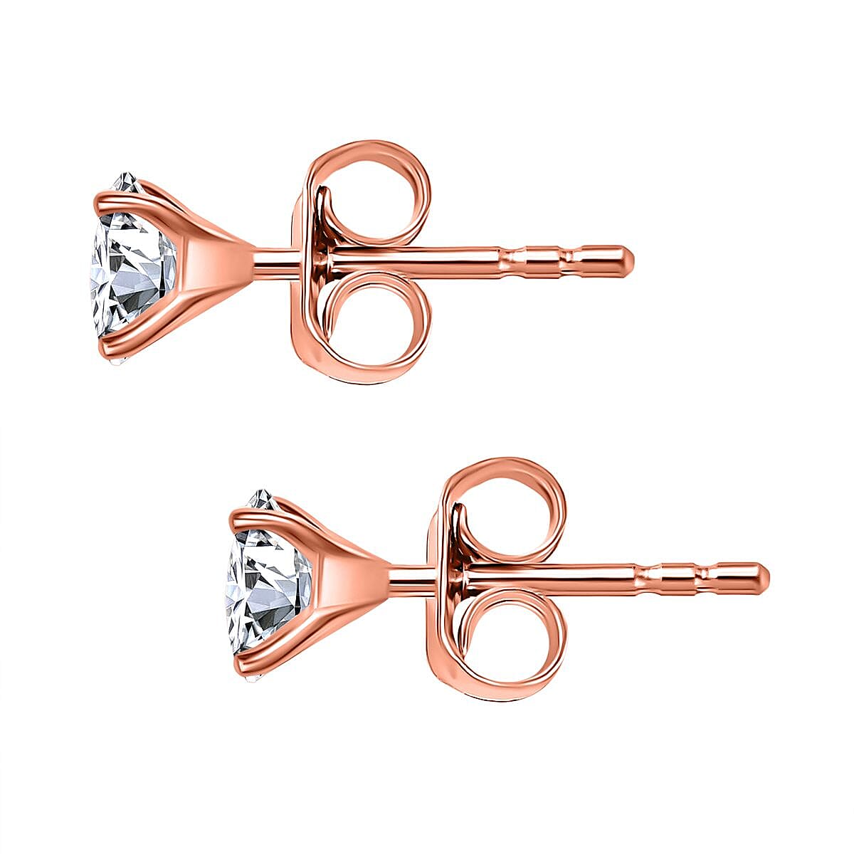 Moissanite Solitaire Stud Earrings with Push Back in Sterling Silver