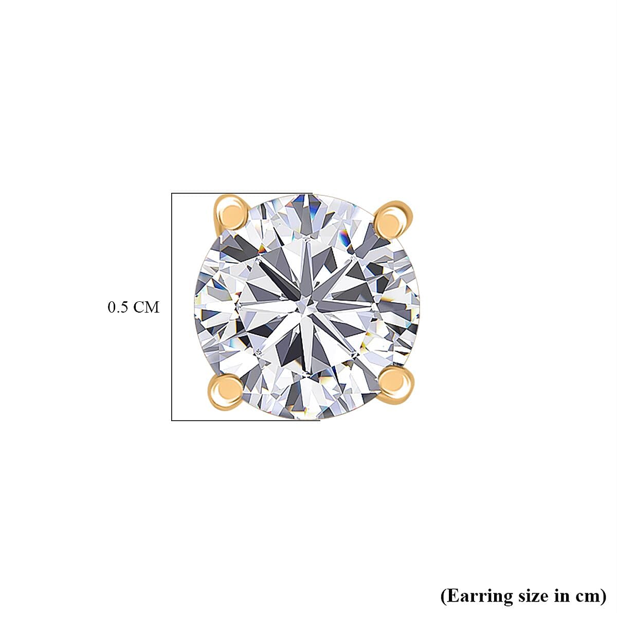 Moissanite Earring with Push Back in 18K Vermeil Yellow Gold Plated  Sterling Silver 0.81 Ct.