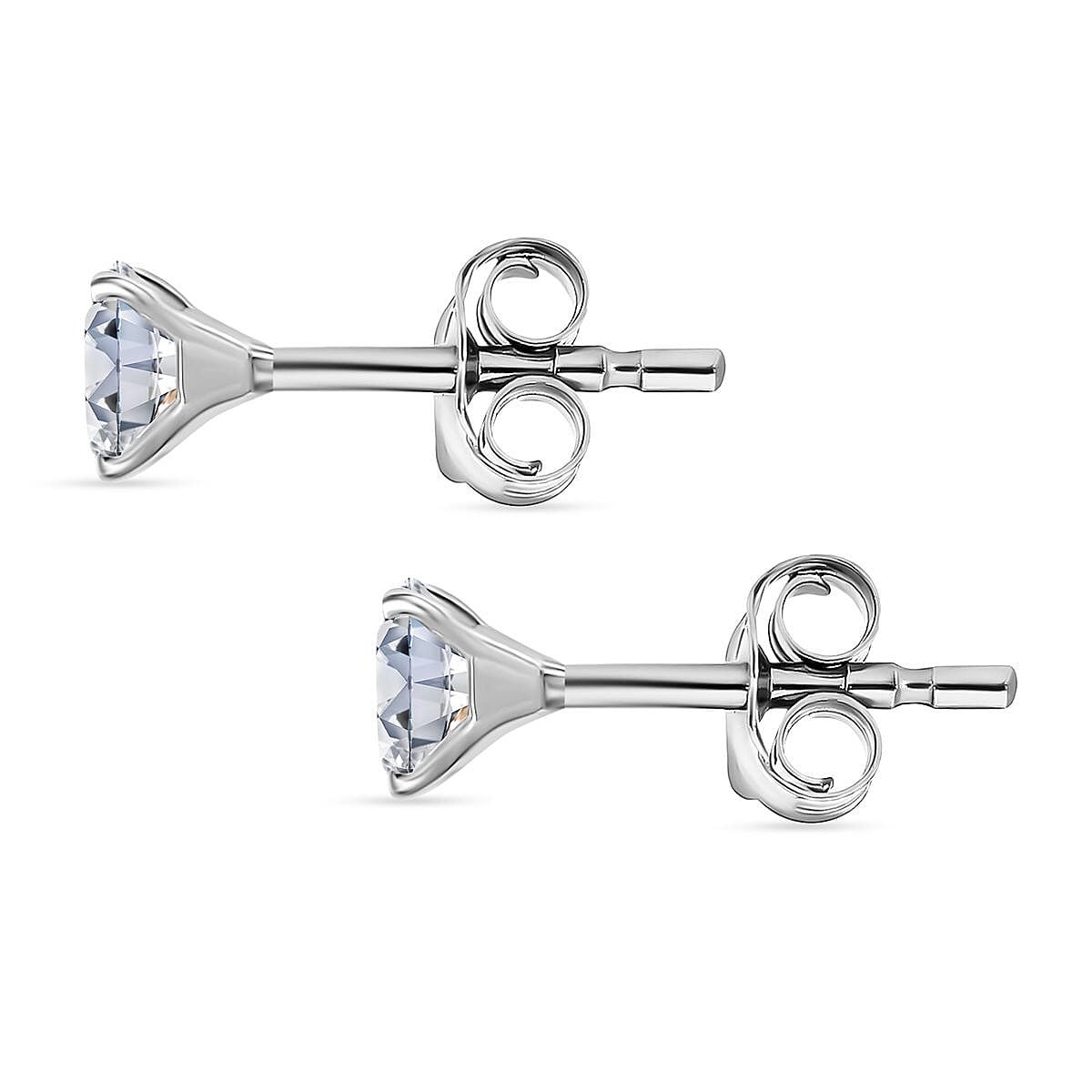 Moissanite Earrings with Push Back in Rhodium Overlay Sterling Silver 0.81 Ct.