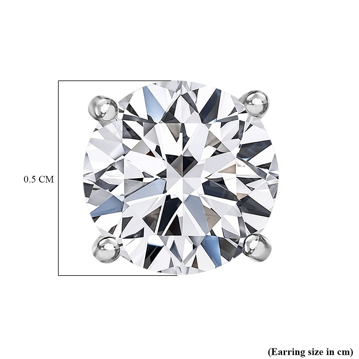 Moissanite Earrings with Push Back in Rhodium Overlay Sterling Silver 0.81 Ct.