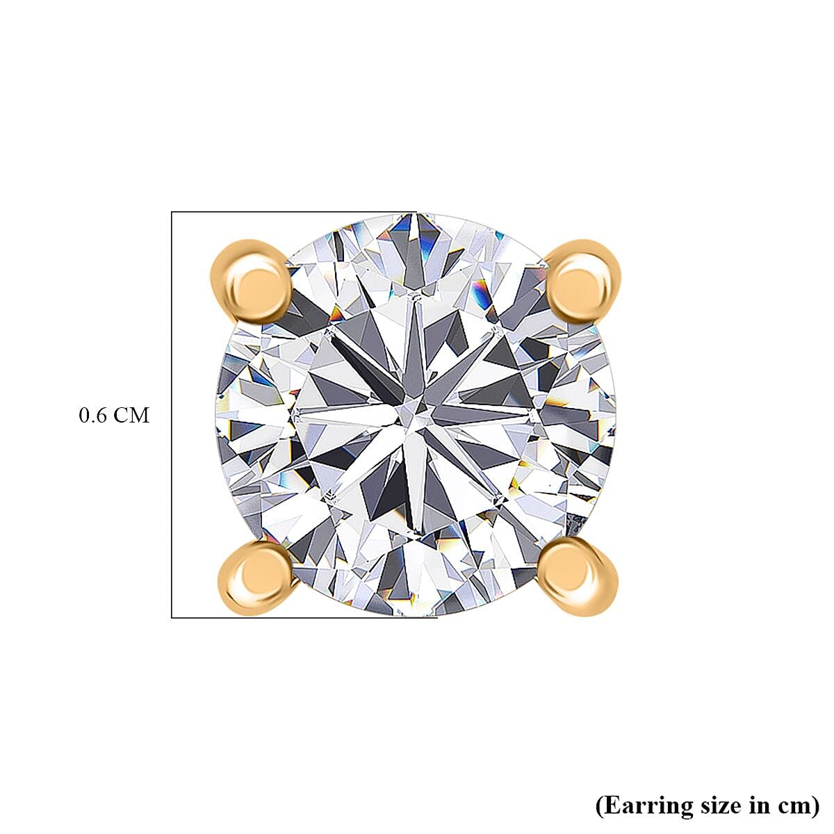 Moissanite Solitaire Stud Push Post Earring in 18K Vermeil Yellow Gold Plated Sterling Silver 1.51 Ct.