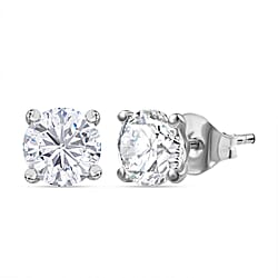 Moissanite Solitaire Stud Push Post Earrings in 18K Yellow Gold Vermeil Sterling Silver