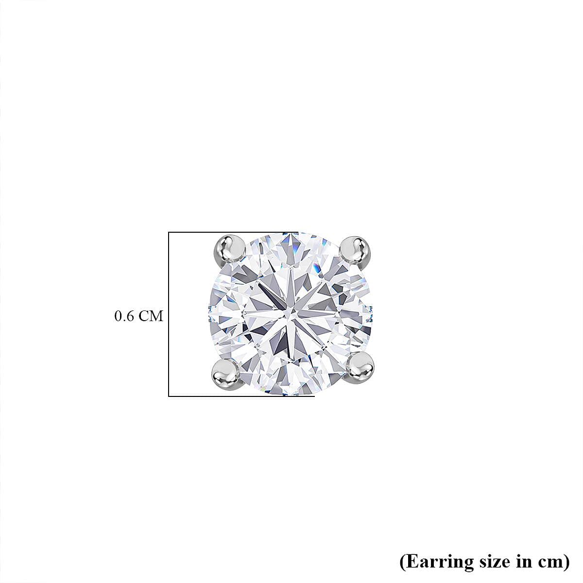 Moissanite Solitaire Stud Push Post Earring in Rhodium Overlay Sterling Silver 1.51 Ct.