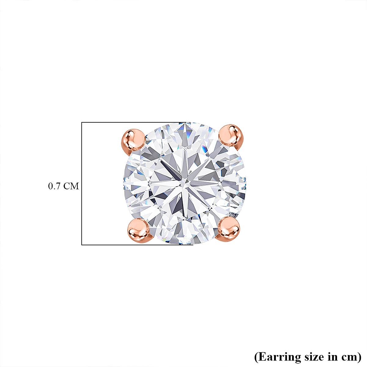 Moissanite Earring with Push Back in 18K Vermeil Rose Gold Plated Sterling Silver 1.88 Ct.