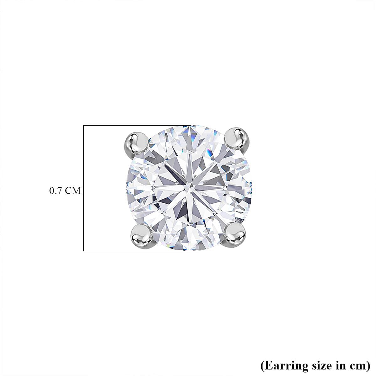 Moissanite Earring with Push Back in Rhodium Overlay Sterling Silver 1.88 Ct.