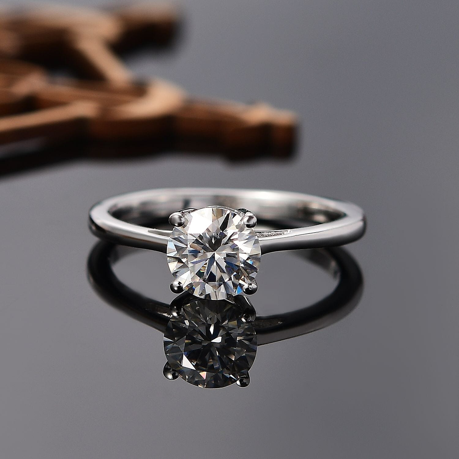 Moissanite Solitaire Ring in Sterling Silver