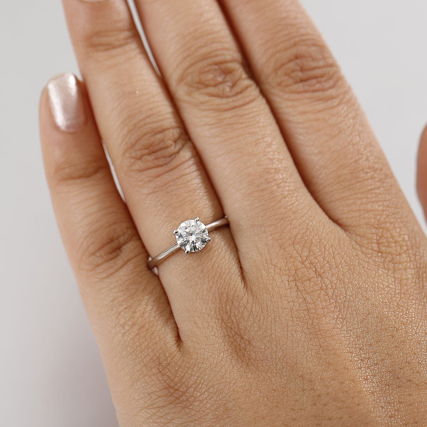 Moissanite Solitaire Ring in Sterling Silver