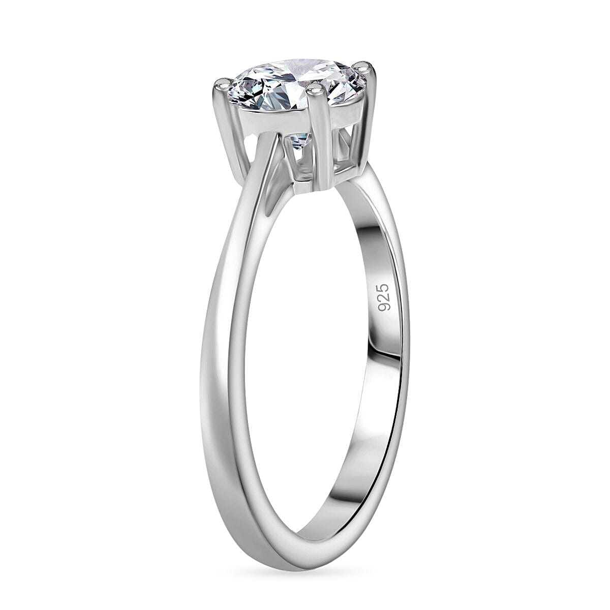 Moissanite Solitaire Ring in Sterling Silver