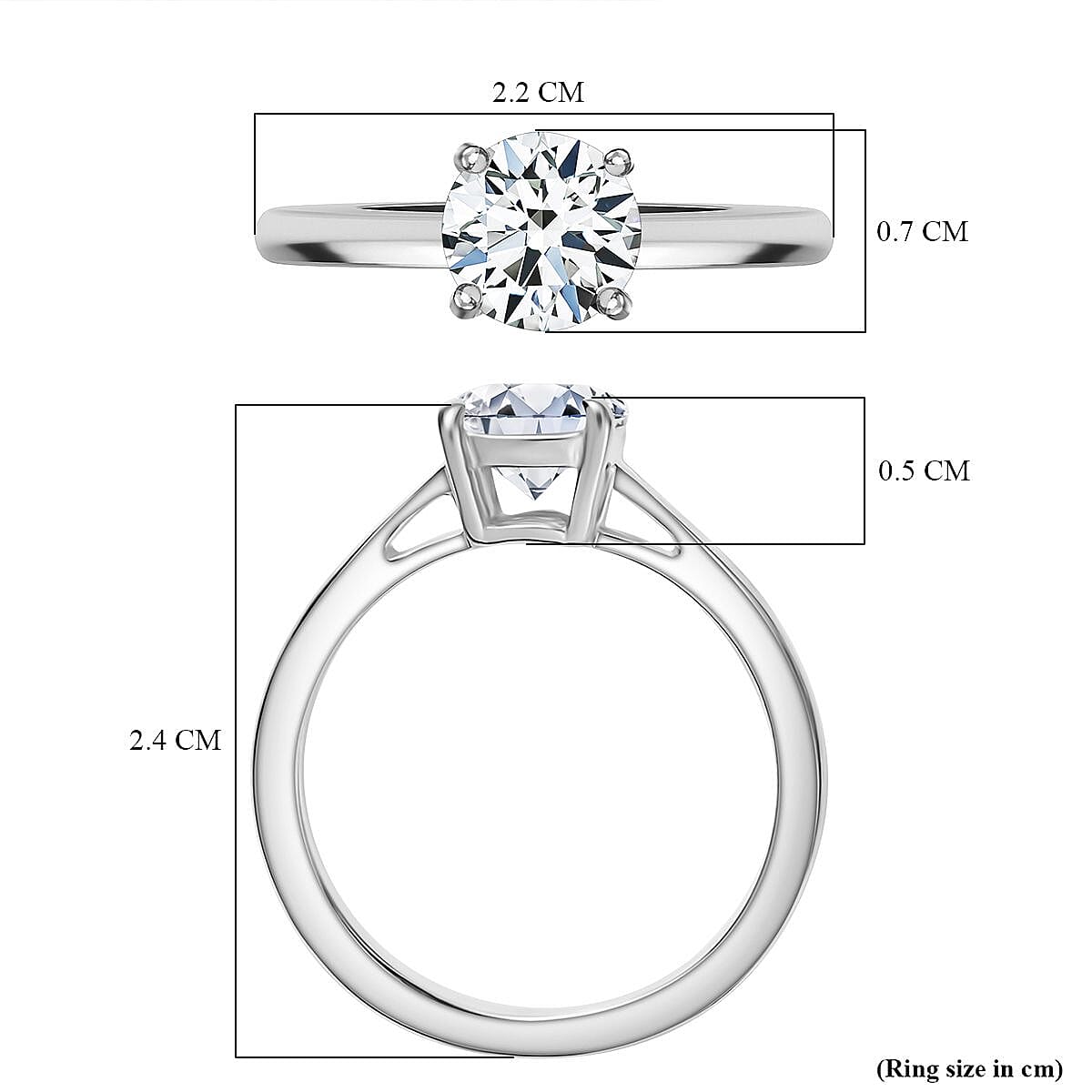 Moissanite Solitaire Ring in Sterling Silver