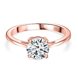 Moissanite Solitaire Ring in Sterling Silver