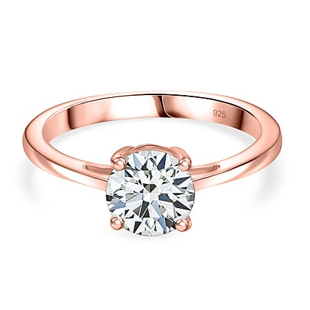 Moissanite Solitaire Ring in 18K Vermeil Rose Gold Over Sterling Silver 0.94 Ct. Moissanite Solitaire Ring in 18K Vermeil Rose Gold Over Sterling Silver 0.94 Ct.