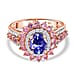 Tanzanite, Sapphire & White Zircon Cluster Ring in Sterling Silver