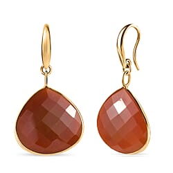 Green Onyx J Hoop Earrings in Yellow Gold Plated Sterling Silver 28.00 Ct.