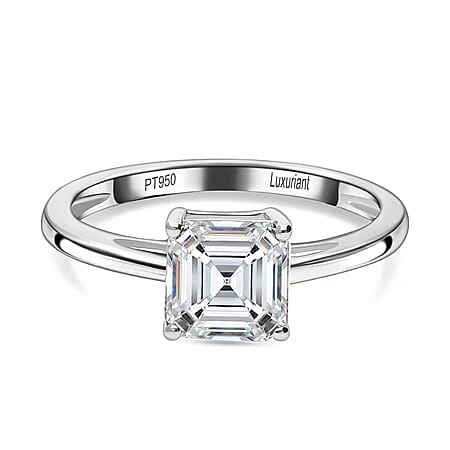 LUXURIANT 5 Ct. Lab Grown Diamond Asscher-Cut Solitaire Ring in 950 Platinum, IGI Certified LUXURIANT 5 Ct. Lab Grown Diamond Asscher-Cut Solitaire Ring in 950 Platinum, IGI Certified