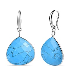 Green Onyx J Hoop Earrings in Yellow Gold Plated Sterling Silver 28.00 Ct.