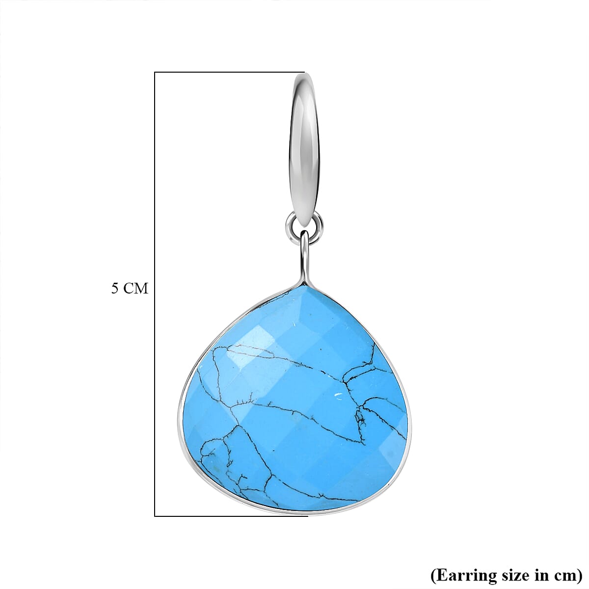 Blue Howlite J Hoop Earring in Rhodium Overlay Sterling Silver 28.00 Ct. Blue Howlite J Hoop Earring in Rhodium Overlay Sterling Silver 28.00 Ct.