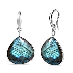 Green Onyx J Hoop Earrings in Yellow Gold Plated Sterling Silver 28.00 Ct.