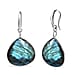 Blue Howlite J Hoop Earring in Rhodium Overlay Sterling Silver 28.00 Ct.