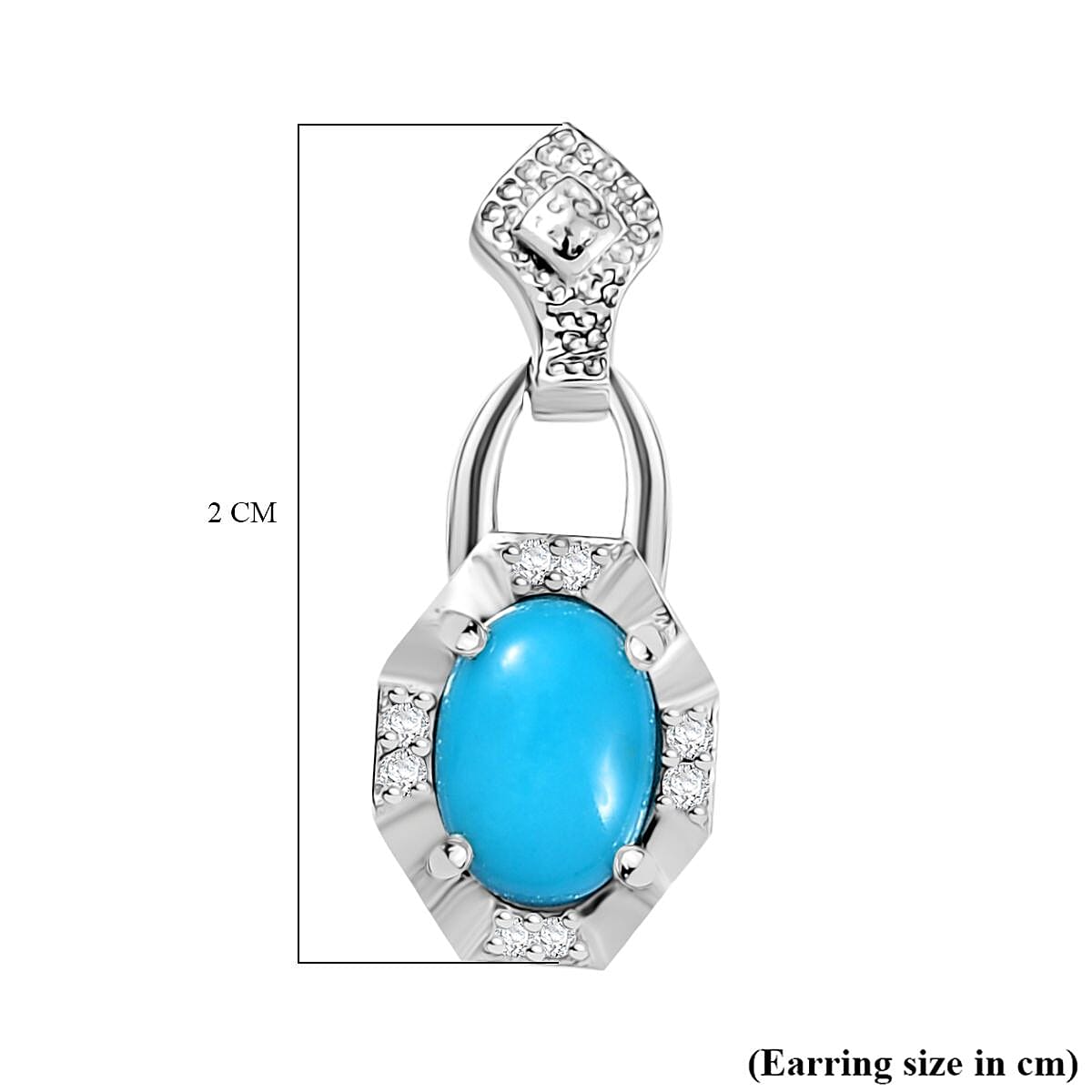 Sleeping Beauty Turquoise & White Zircon Dangling Push Back Earrings in Rhodium Overlay Sterling Silver 1.63 Ct. Sleeping Beauty Turquoise & White Zircon Dangling Push Back Earrings in Rhodium Overlay Sterling Silver 1.63 Ct.