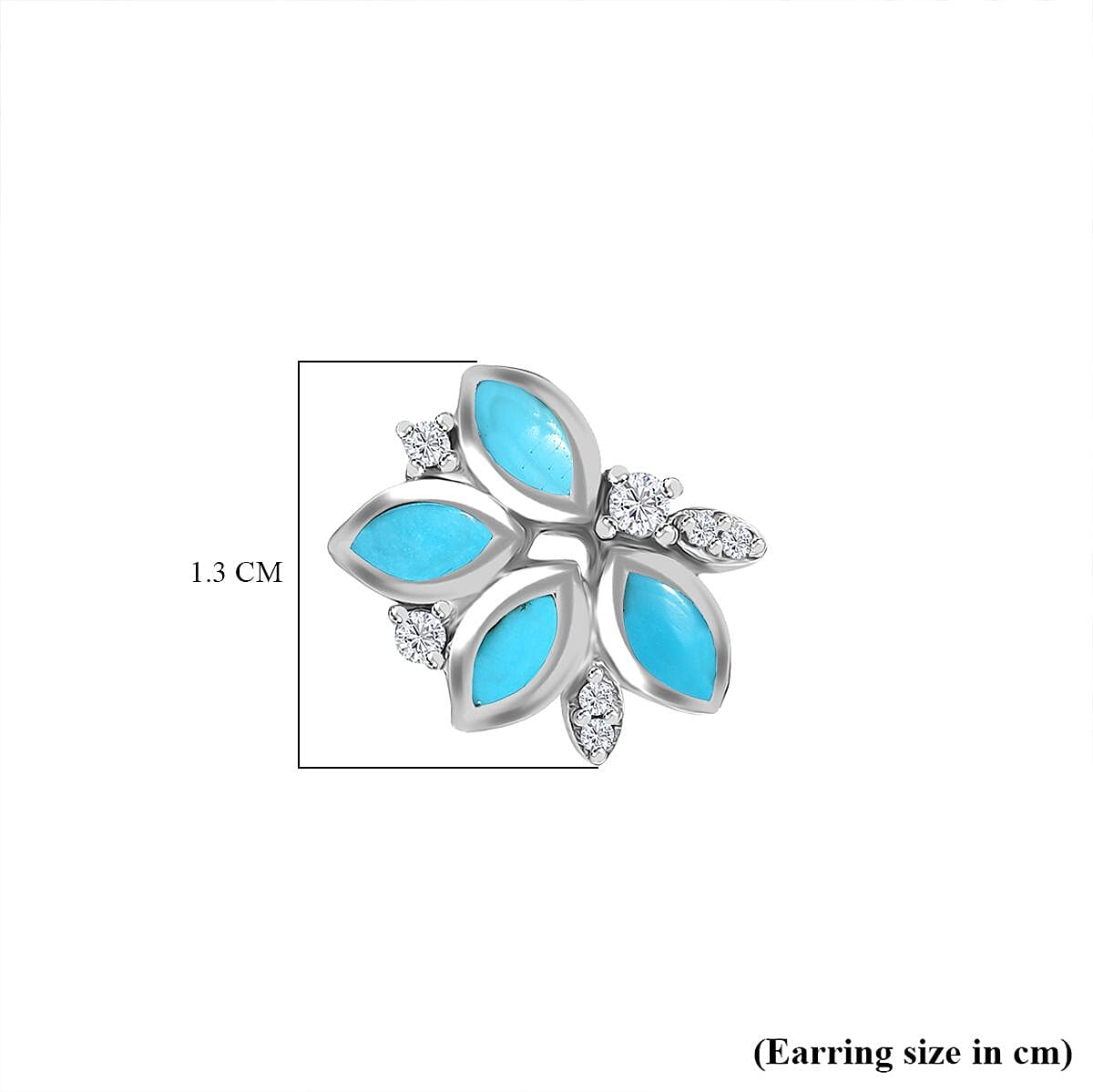 Sleeping Beauty Turquoise & White Zircon Solitaire Stud Push Post Earring in Rhodium Overlay Sterling Silver 0.68 Ct. Sleeping Beauty Turquoise & White Zircon Solitaire Stud Push Post Earring in Rhodium Overlay Sterling Silver 0.68 Ct.