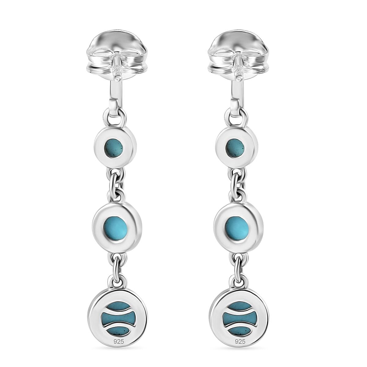 Sleeping Beauty Turquoise Dangling Earring with Push Back in Rhodium Overlay Sterling Silver 1.85 Ct. Sleeping Beauty Turquoise Dangling Earring with Push Back in Rhodium Overlay Sterling Silver 1.85 Ct.