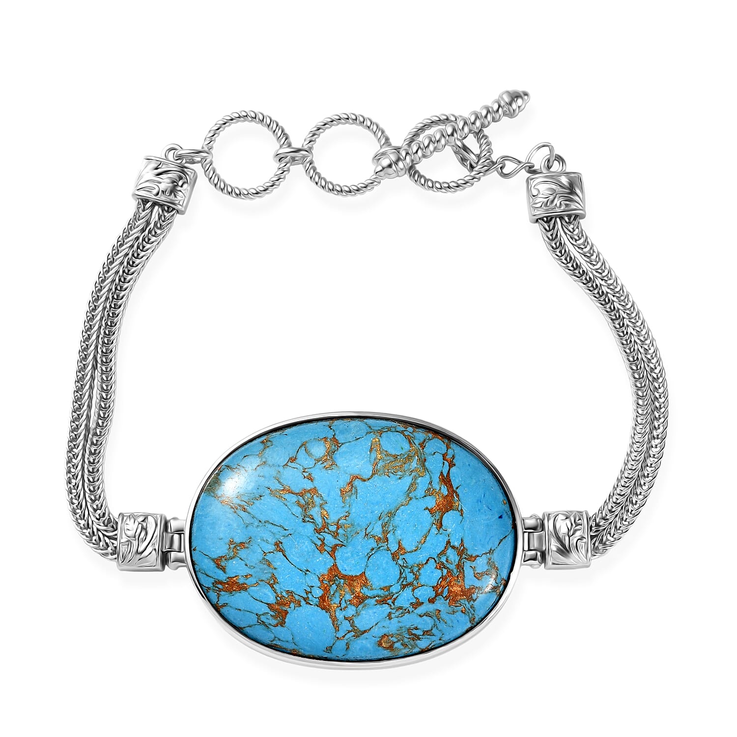 Tucson Find- BlueTurquoise (OV 40x30) Bracelet (Size - 7.5) with Toggle Lock  53.85 Ct.
