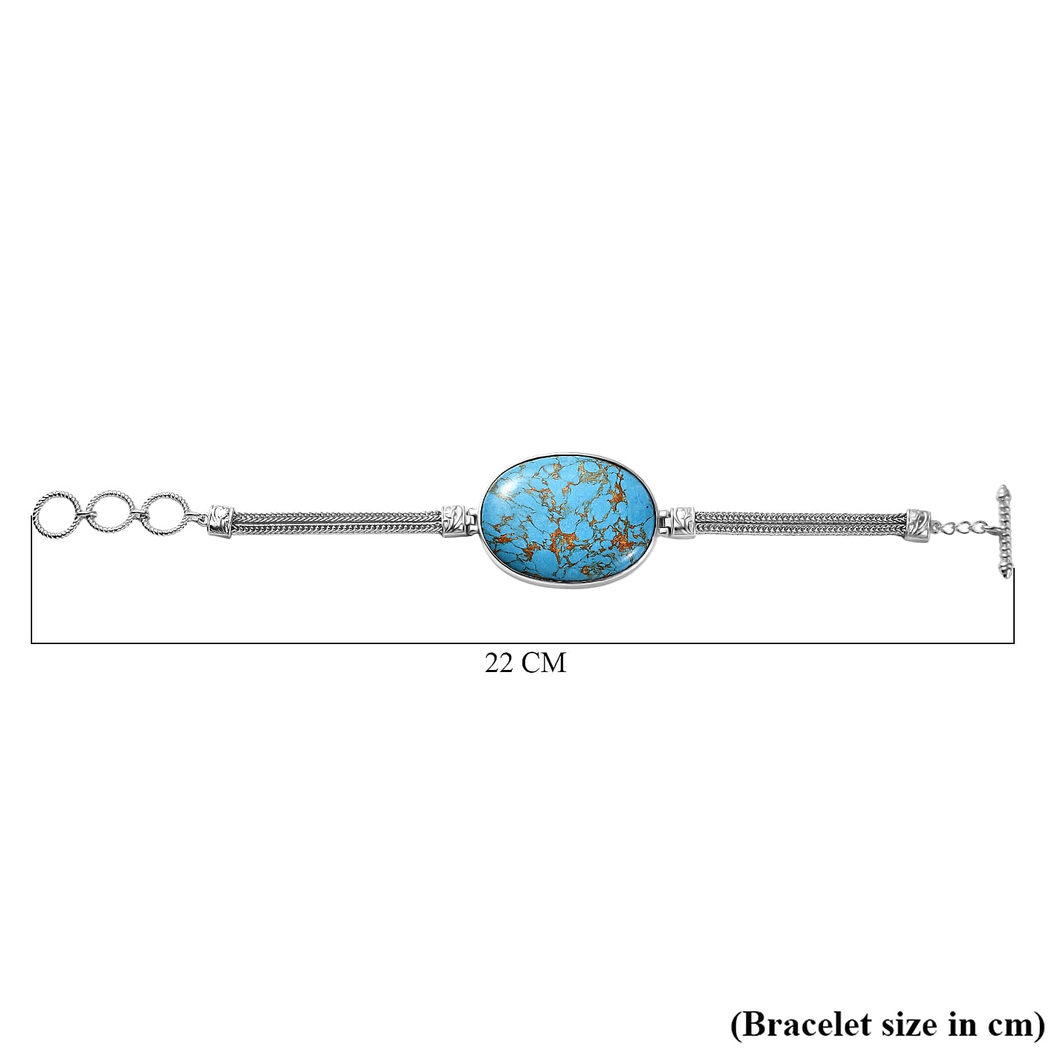 Tucson Find- BlueTurquoise (OV 40x30) Bracelet (Size - 7.5) with Toggle Lock  53.85 Ct.