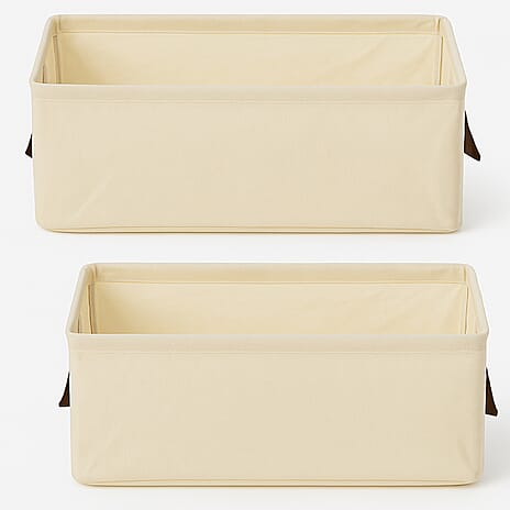 Set of 2- Collapsible Storage Box (Size 45x28x20cm) - Cream