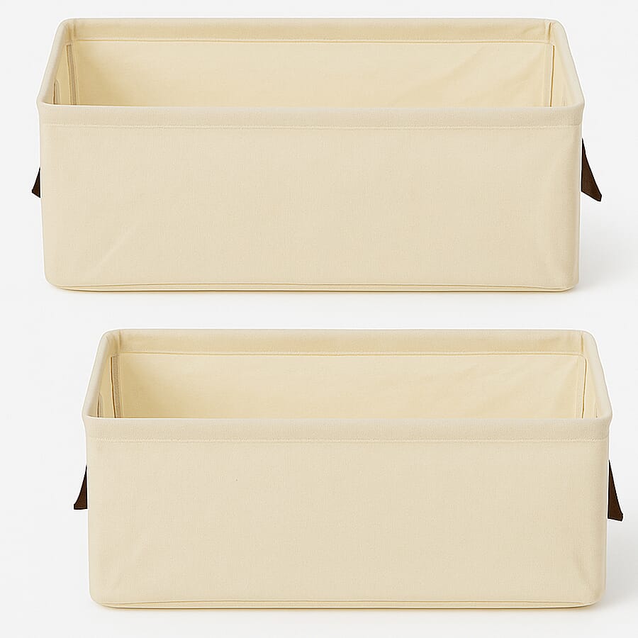 Set of 2- Collapsible Storage Box (Size 45x28x20cm) - Cream