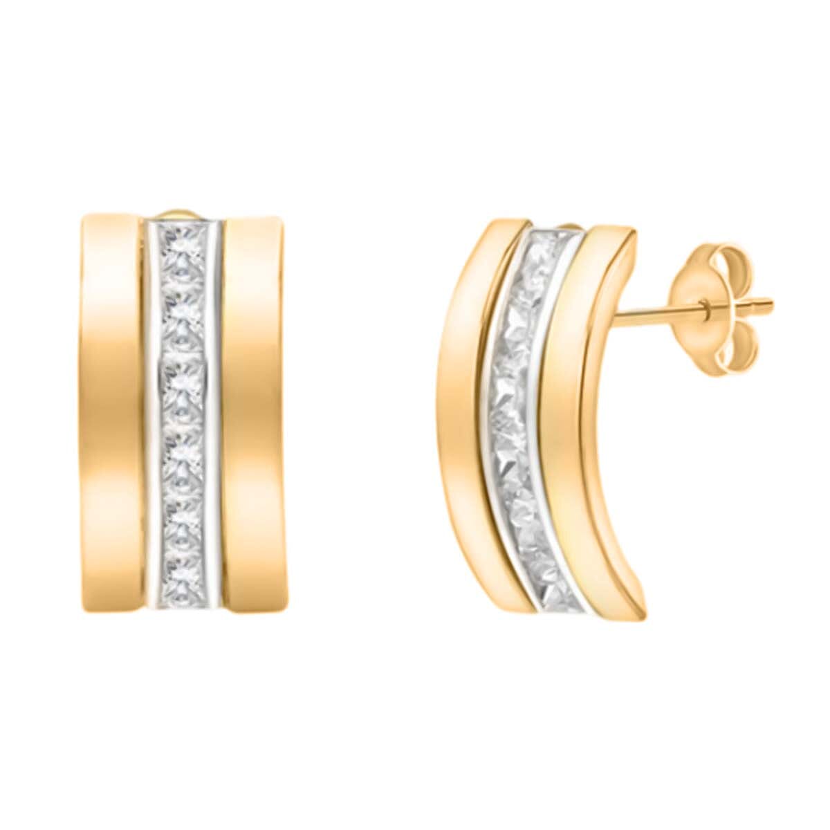 9K Yellow & White Gold Band Earring with Push Back