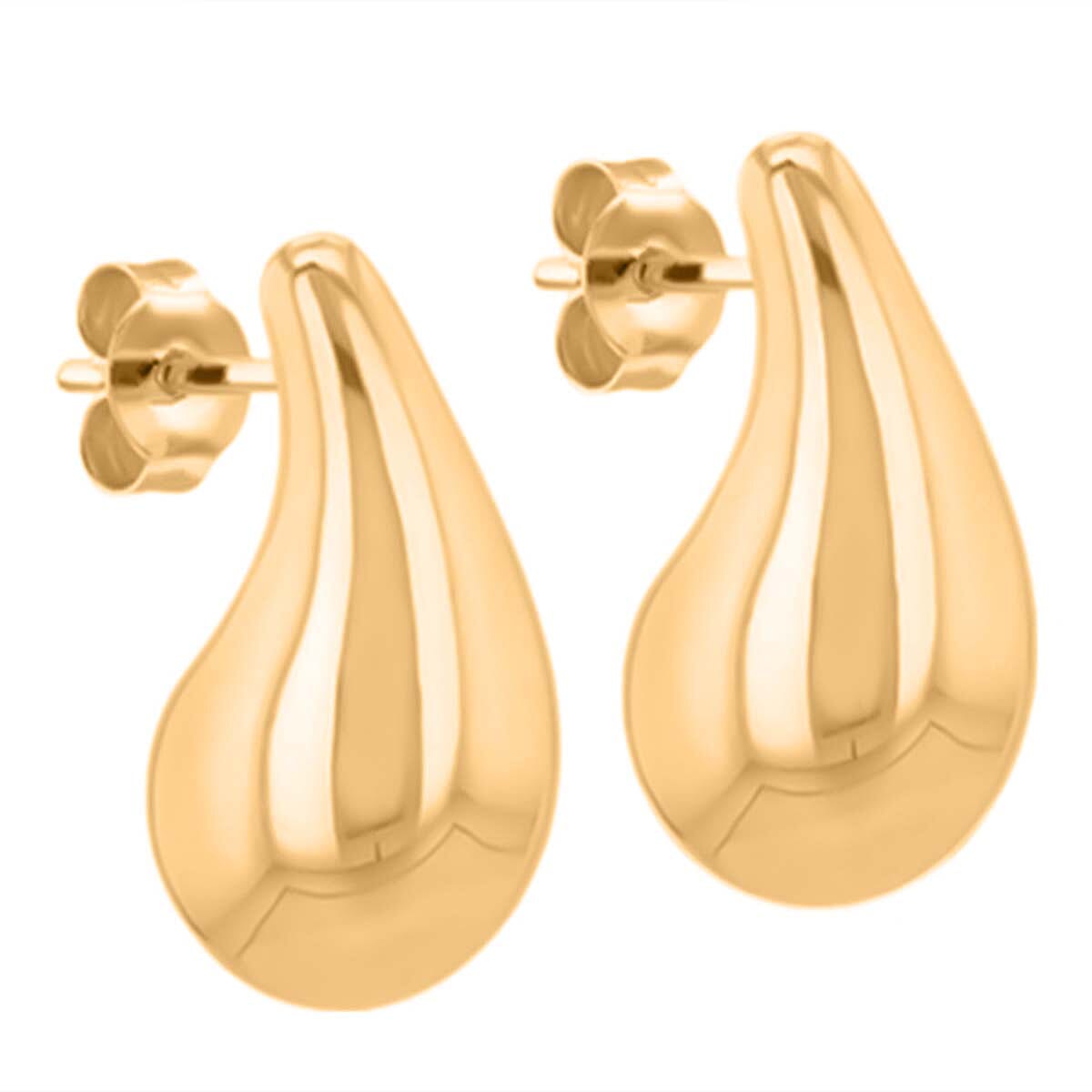 9K Yellow Gold Teardrop Stud Earring with Push Back, Gold Wt. 4.50 Gms.