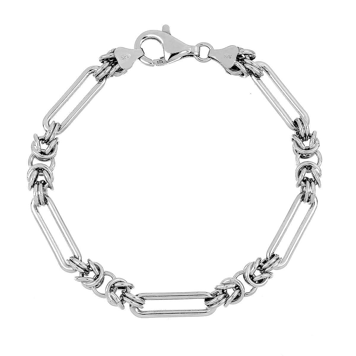 La Bella - Fine Italian Jewellery - Handmade Byzantine Link Bracelet (Size 7.5) with Lobster Clasp in Sterling Silver