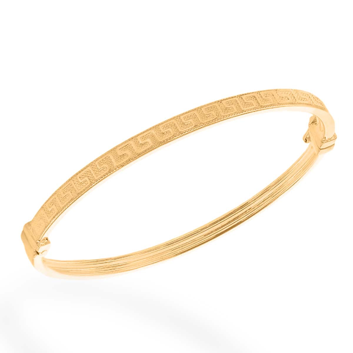 9K Yellow Gold Greek Key Bangle (Size - 7), Gold Wt. 3.40 Gms.