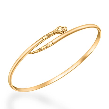 THE YEAR OF SERPENT 2025 - Designer Inspired - 9K Yellow Gold Snake Torq Bangle (Size - 7-8 Adjustable)