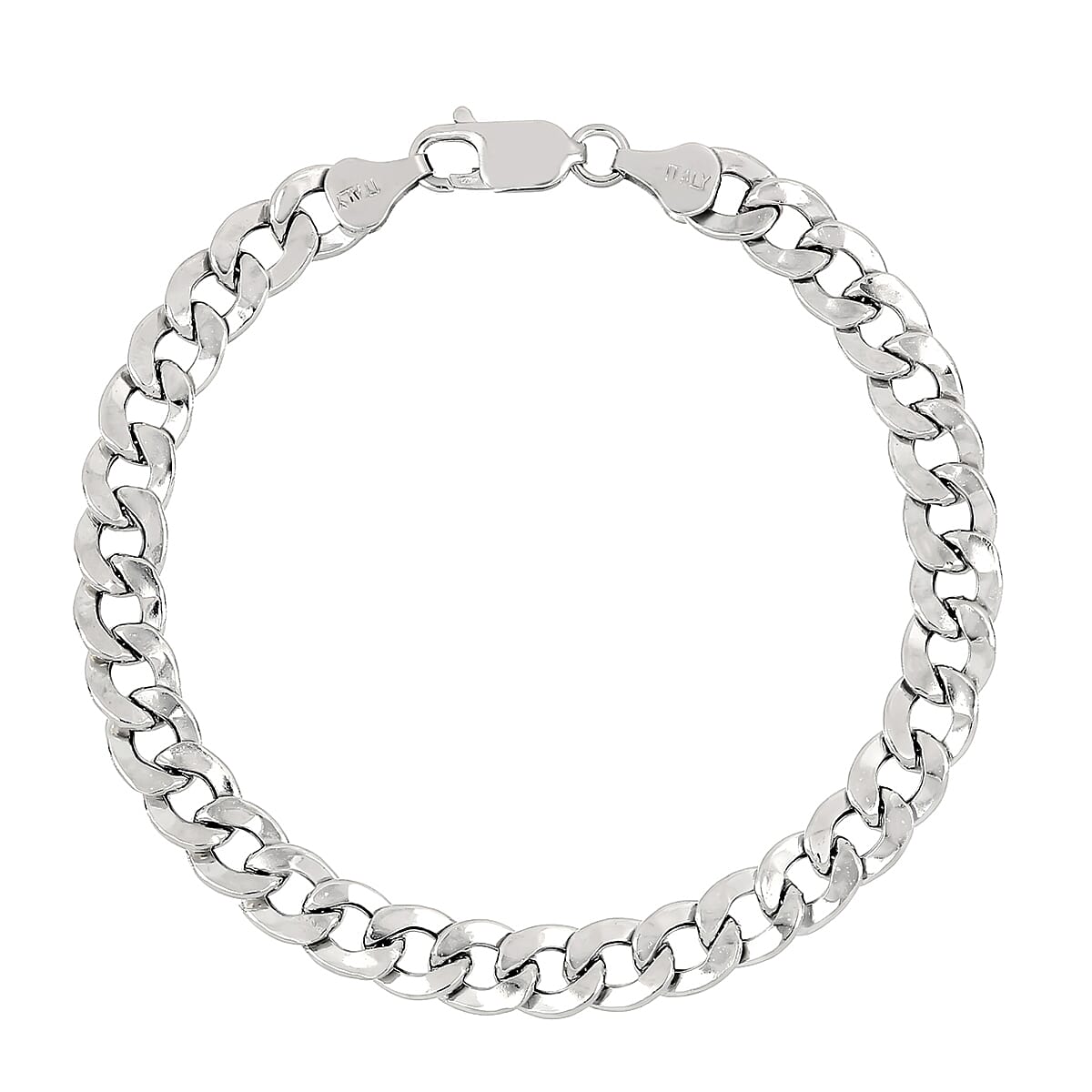 Fine Italian Jewellery - Sterling Silver Curb Bracelet (Size 7.5) with Lobster Clasp, Silver Wt. 6.82 Gms.