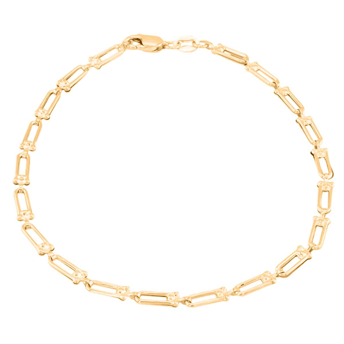 9K Yellow Gold Industrial Link Bracelet (Size - 7) with Lobster Clasp