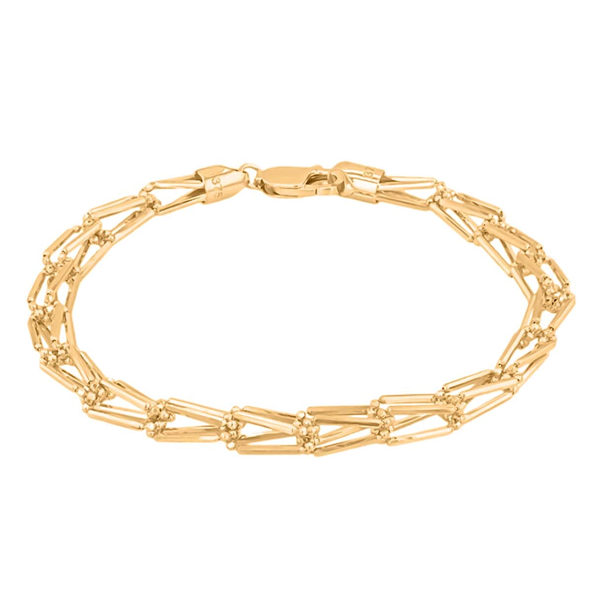 9K Yellow Gold Diamond Cut Basket Weave Bracelet (Size - 7.5) with Lobster Clasp, Gold Wt. 5.90 Gms.