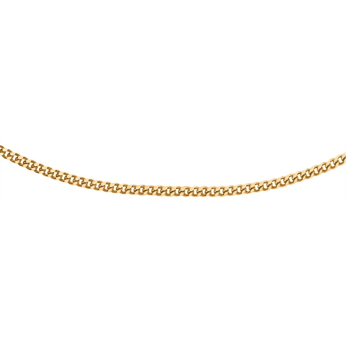 18K Yellow Gold Diamond Cut Curb Chain (Size - 18) with Spring Ring Clasp