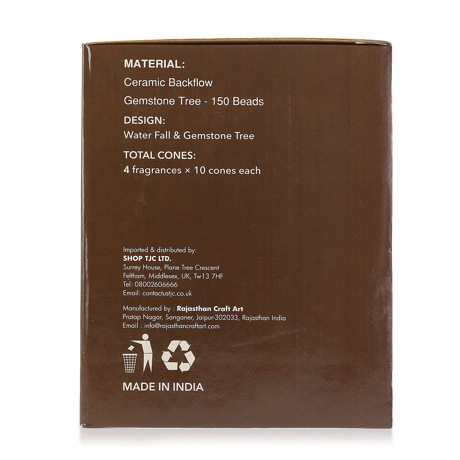 Livmore Backflow Incense Burner With Crystal Tree Holder & 30 Incense Cones