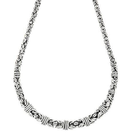 La Bella - Fine Italian Jewellery - Handmade Sterling Silver Byzantine Necklace (Size - 20) with Lobster Clasp, Silver Wt. 32.43 Gms.